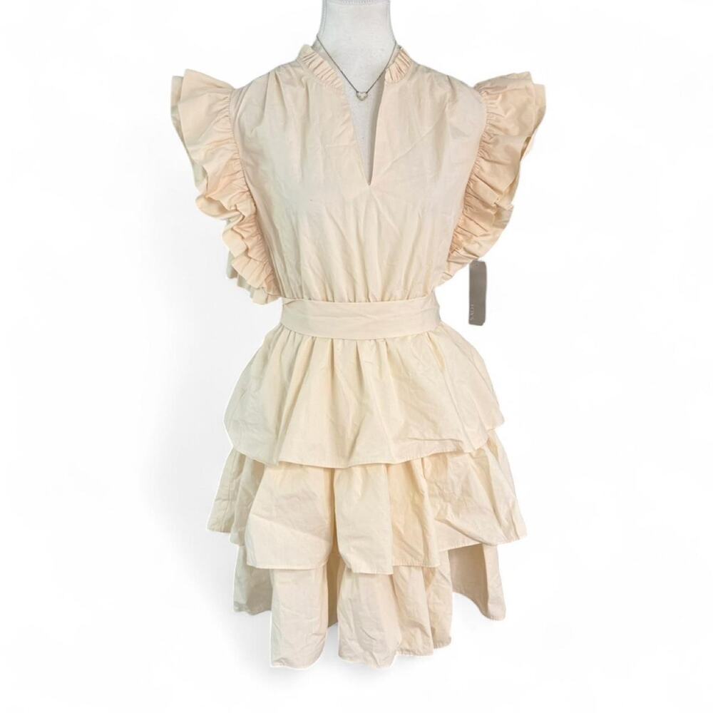 Marie Oliver  Foxs Emery Cream Cottage Core Baby Doll Tie Back Dress Size M NWT